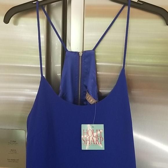 💕HOLLY SHARP💕 Halter Spaghetti Strap Swing Dress Royal Blue M Medium NWT - Picture 5 of 11